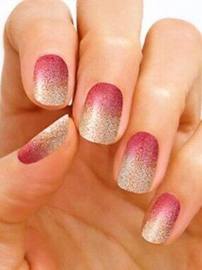 Coral Bay Color Street Nail Polish Strips Retired Rose Gold Coral Glitter